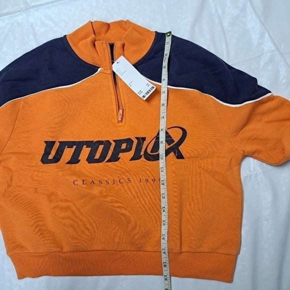 URBAN Outfitters Utopia Half-Zip Sweatshirt orange -blue - Picture 8 of 11